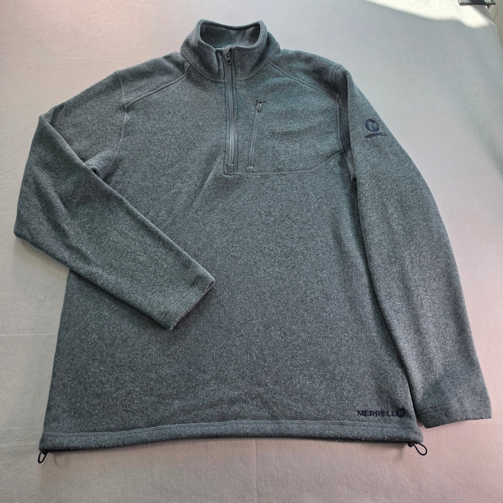 Merrell Mens XL Gray M-Select Regulate Wick Quarter Zip Fleece Pullover Sweater